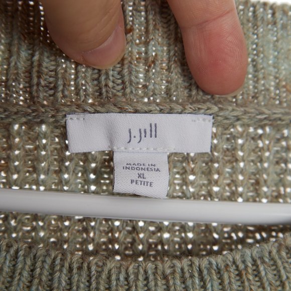 J Jill Green Brown Chunky Knit Sweater Women's XL Petite - Picture 5 of 7